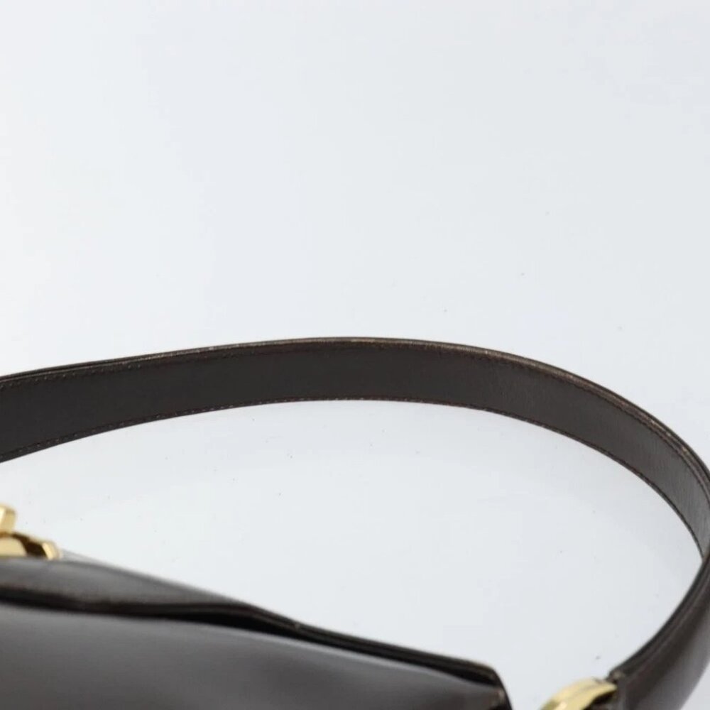 GUCCI Hand Bag Leather Dark Brown Gold - Picture 9 of 15